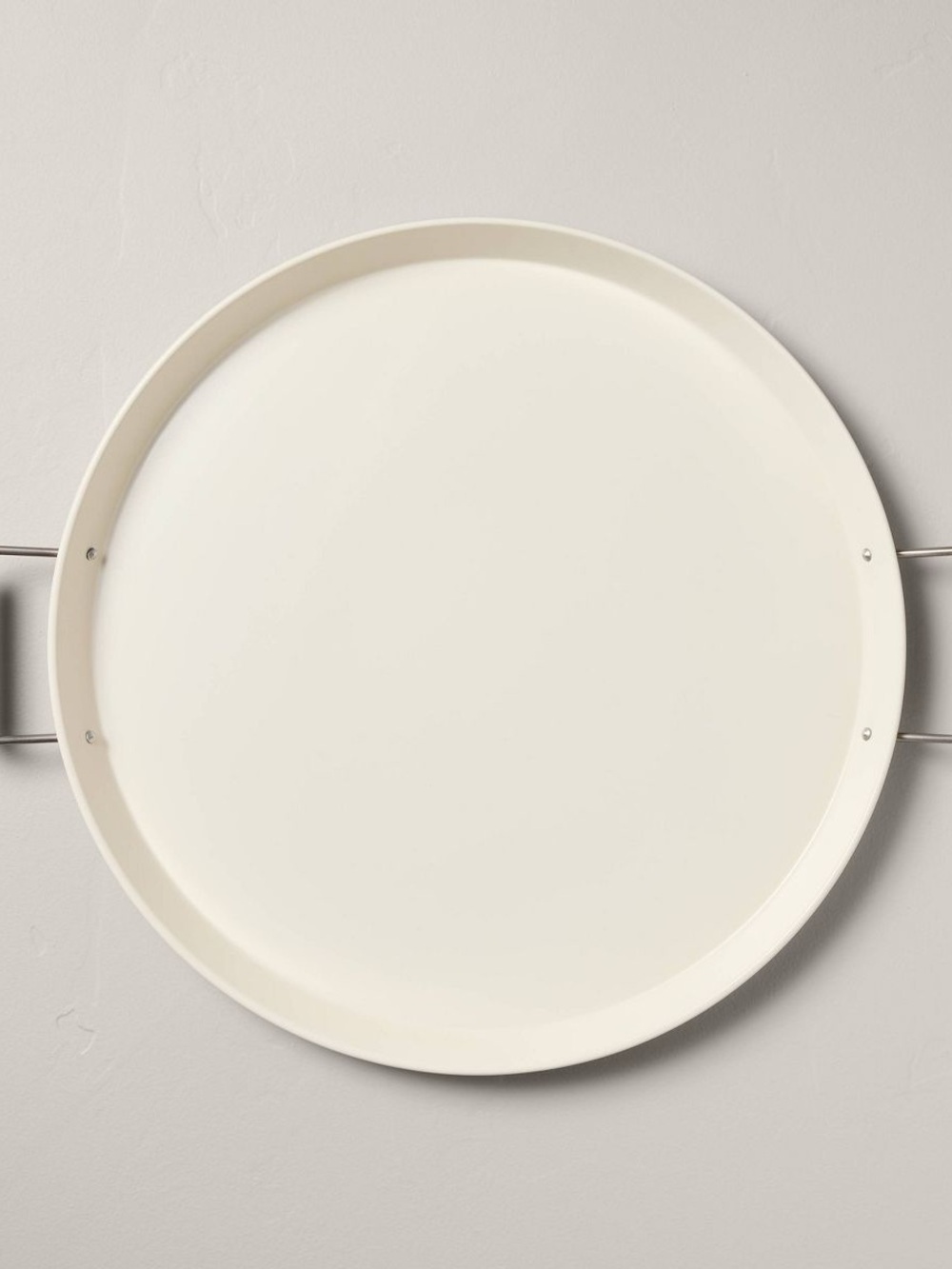 18" Round Metal Serving Tray with Handles Sour Cream - Hearth & Hand™